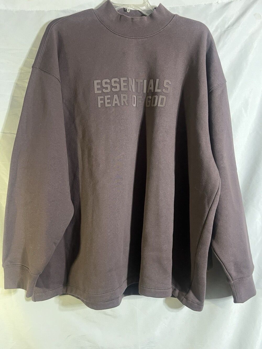 Essentials Fear of God Brown Relaxed Mock Neck Sweatshirt M Boxy Streetwear NWT